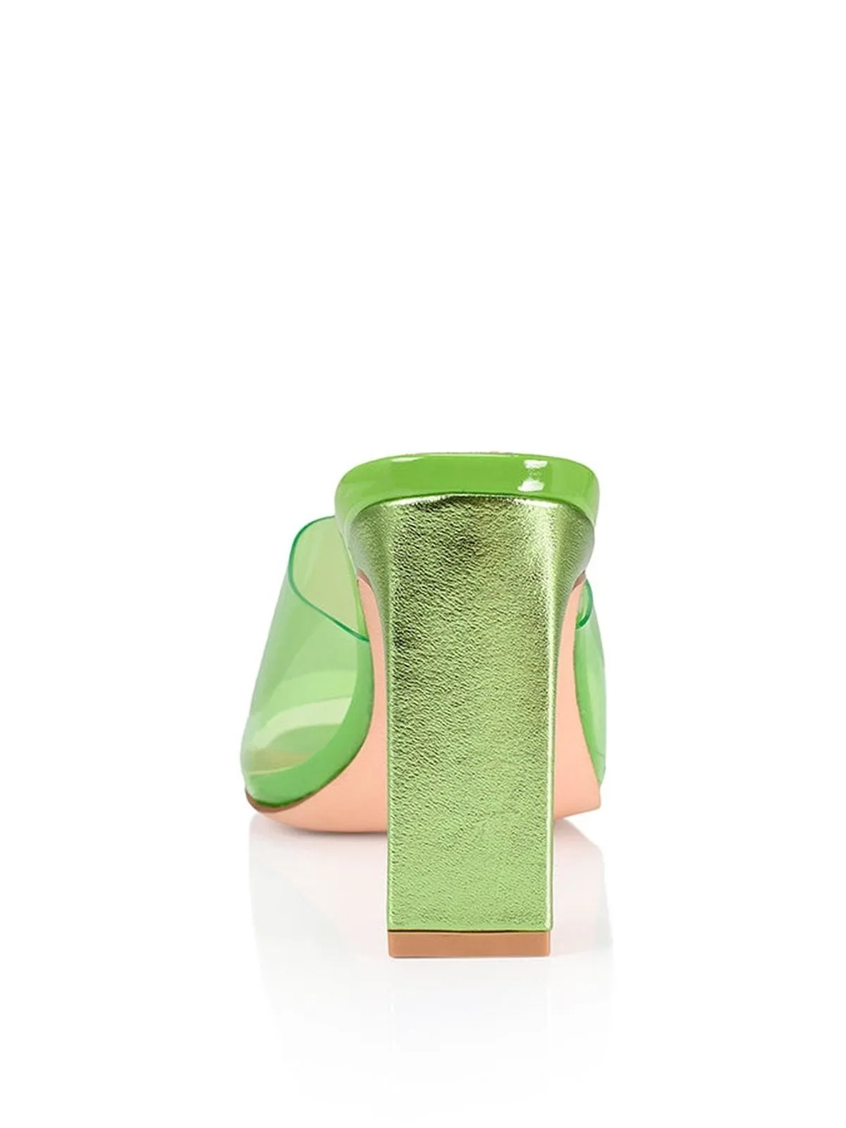 Kallie Block Heel Mules - Lime Green Vinylite