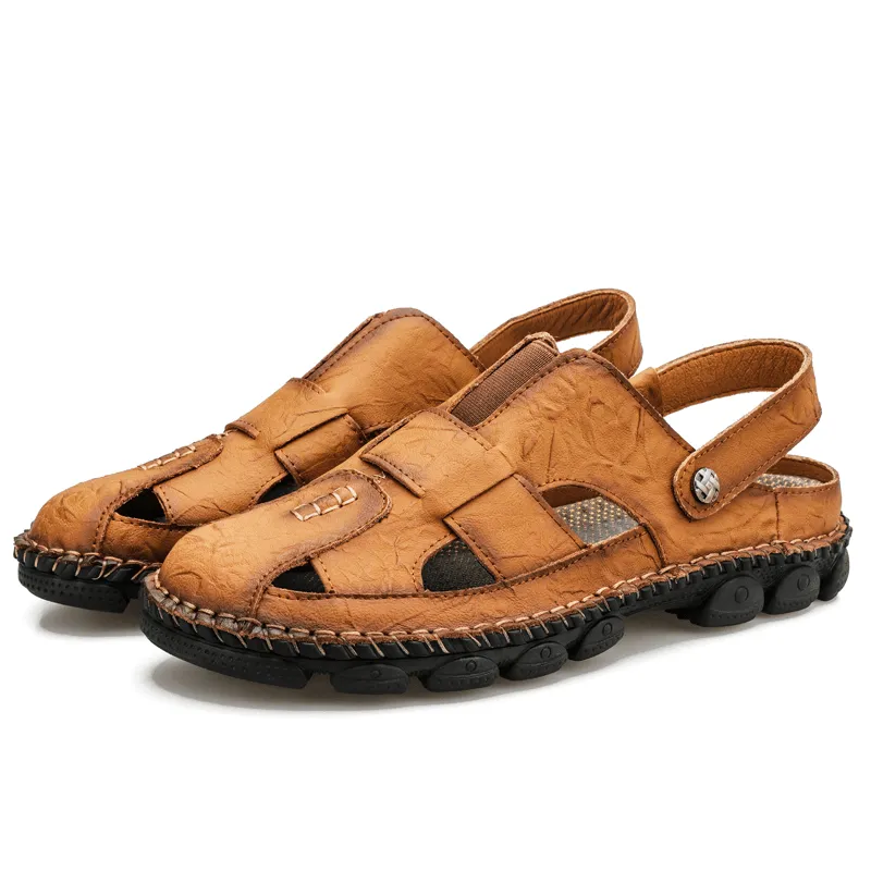 kkboxly kkboxly Handmade Cowhide Sandals for Men - Slip Resistant and Soft