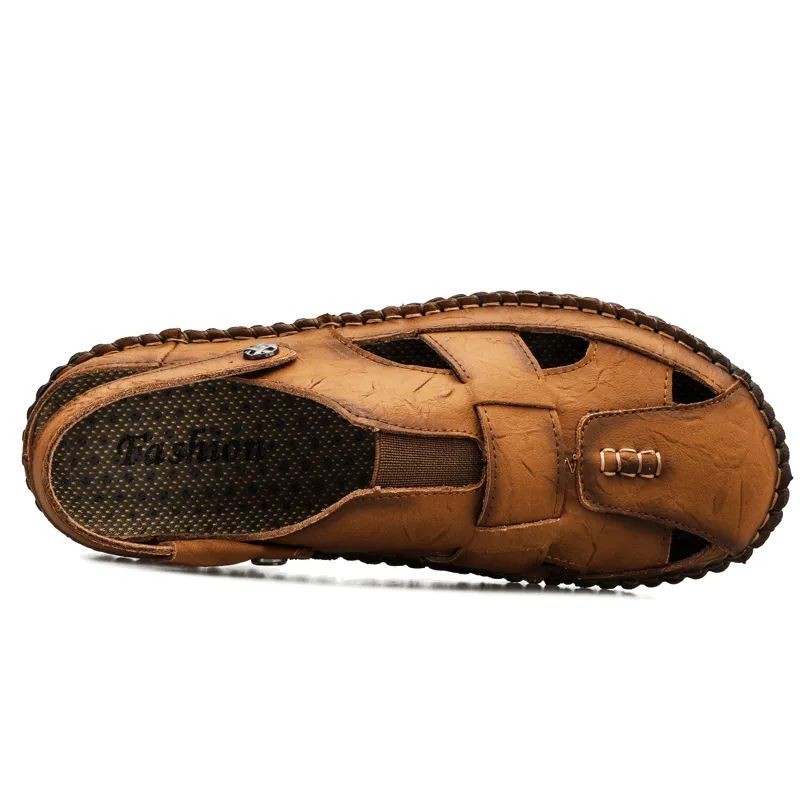 kkboxly kkboxly Handmade Cowhide Sandals for Men - Slip Resistant and Soft