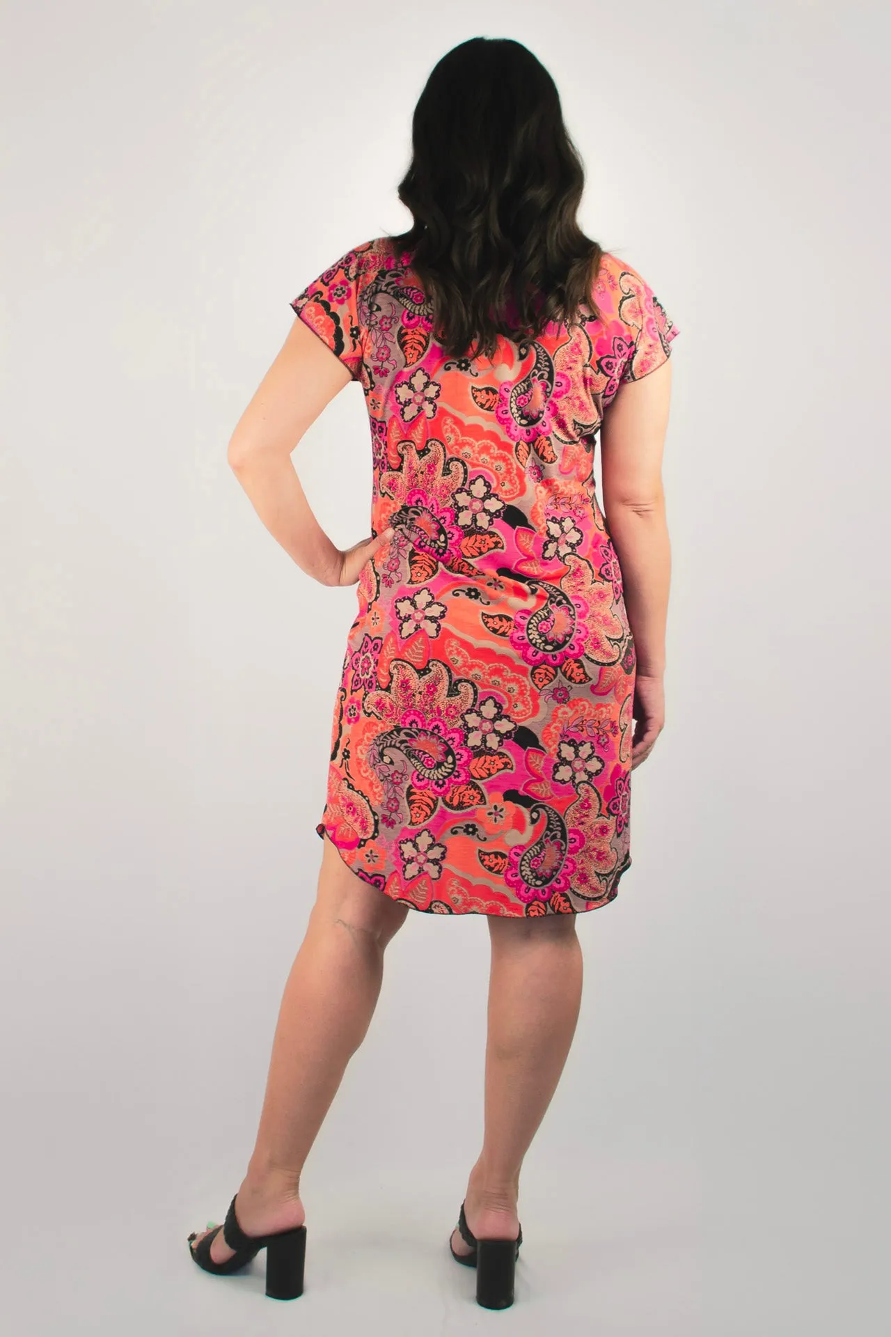 Kuta Print Short Sleeve Jersey Shift Dress