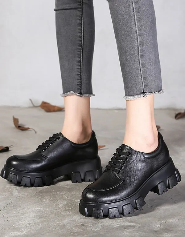 Lace Up Platform Women's Black Shoes