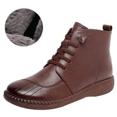 Leather Ankle Boots Handmade Soft Sneakers Women's Casual Shoes GCSZXC59