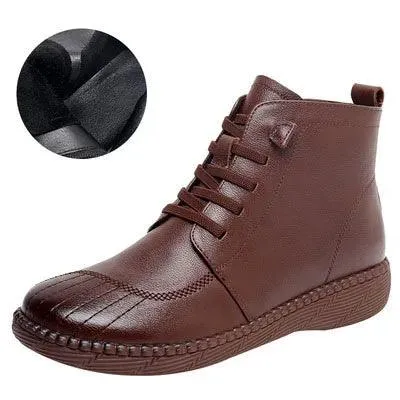 Leather Ankle Boots Handmade Soft Sneakers Women's Casual Shoes GCSZXC59