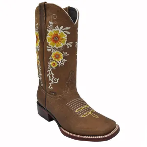 Luma Alicia Womens Bulldog Square Toe Brown Boots