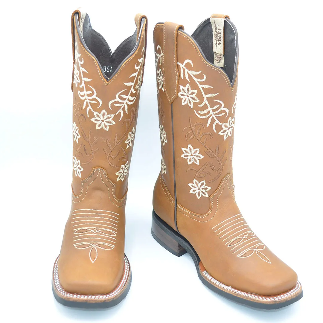 Luma Ana Women's Crazy Bulldog Square Toe Brown Boots