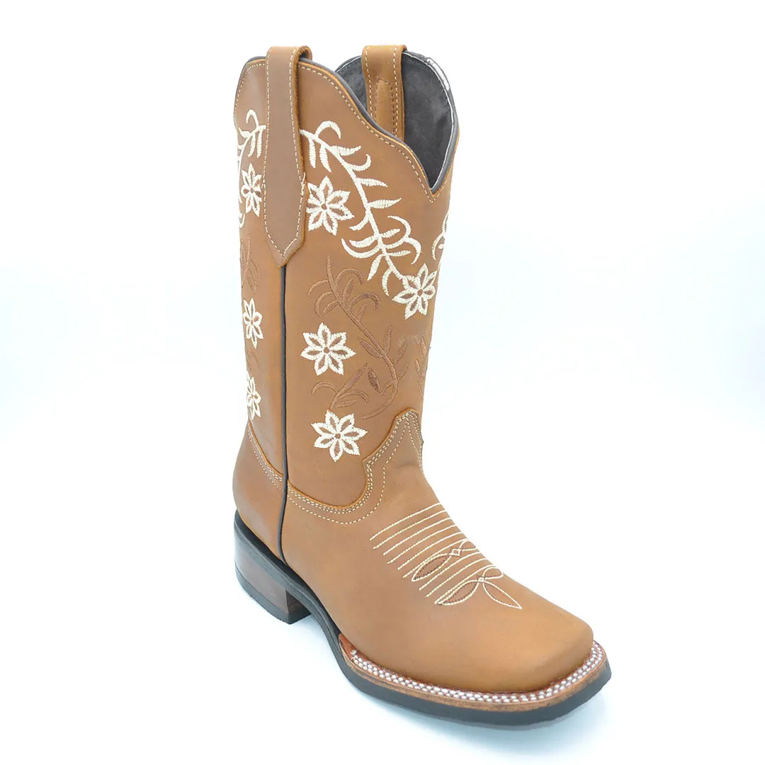 Luma Ana Women's Crazy Bulldog Square Toe Brown Boots