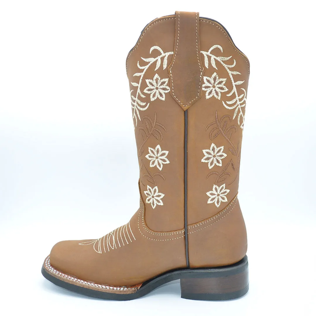 Luma Ana Women's Crazy Bulldog Square Toe Brown Boots