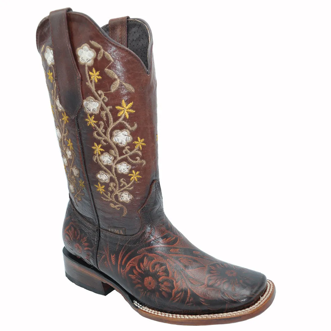 Luma Cincelada Women's Cowhide  Western Cognac Boots