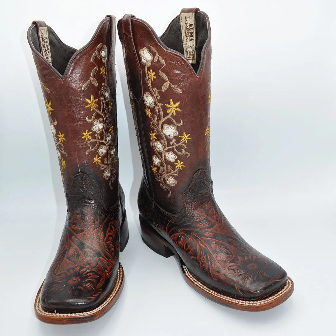 Luma Cincelada Women's Cowhide  Western Cognac Boots