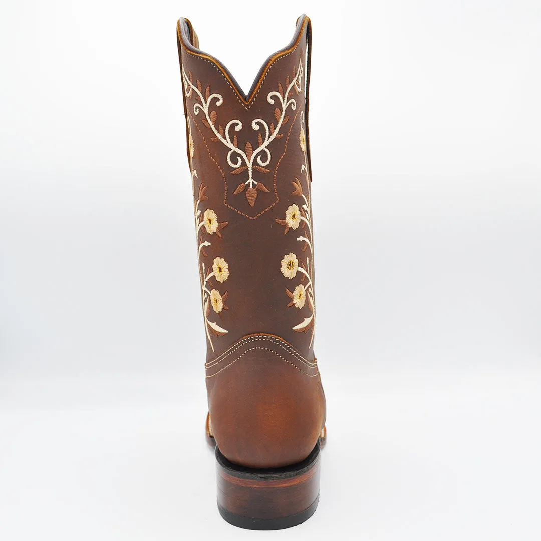 Luma Esthela Womens Bulldog Square Toe Brown Boots