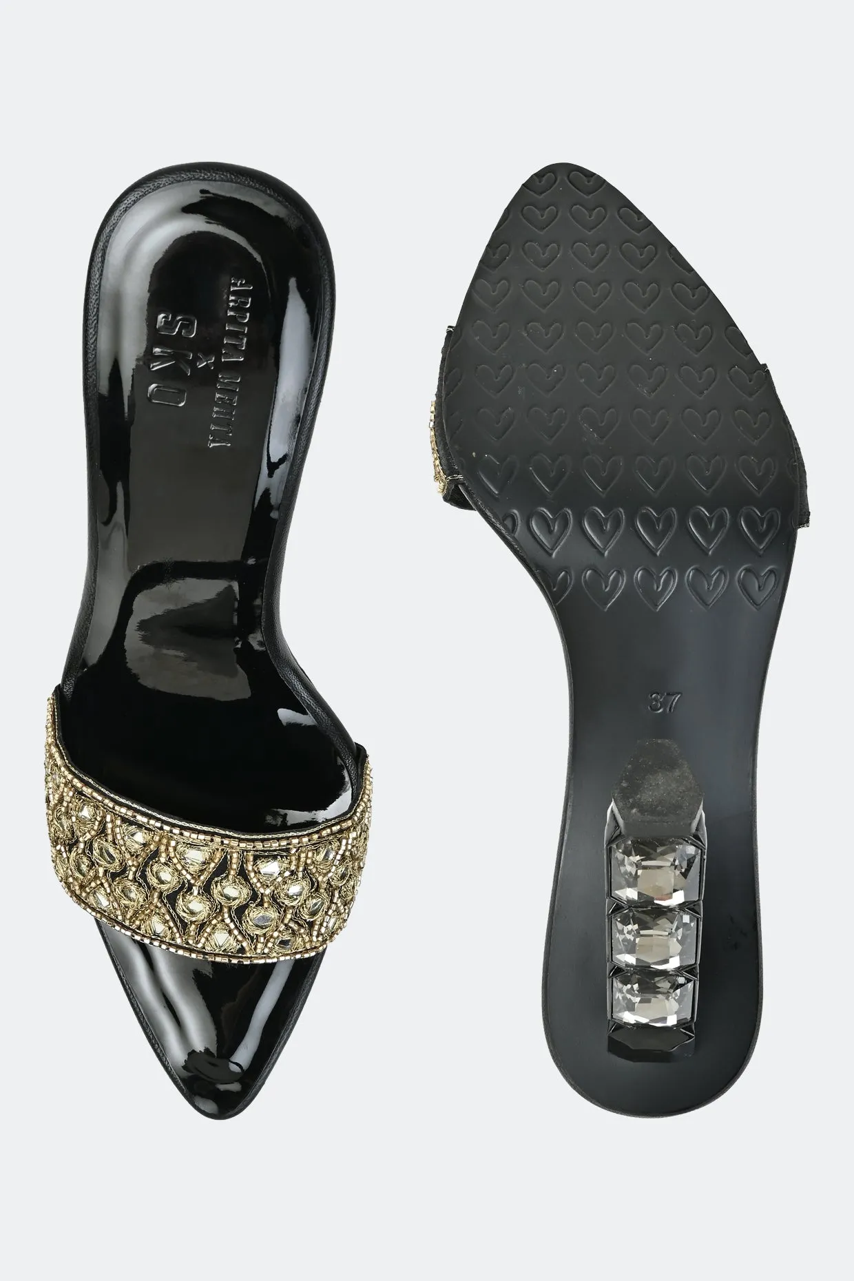 Luxe Noir Crystal Heels For Women