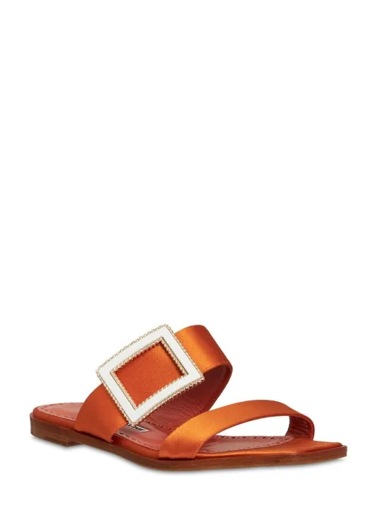 Manolo Blahnik   10mm Tuliaba satin slide sandals 