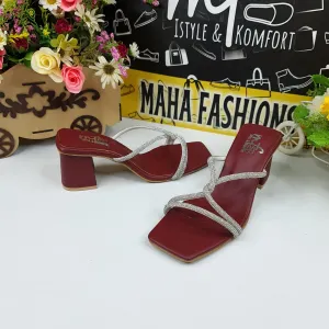 Maroon Studs Block heels