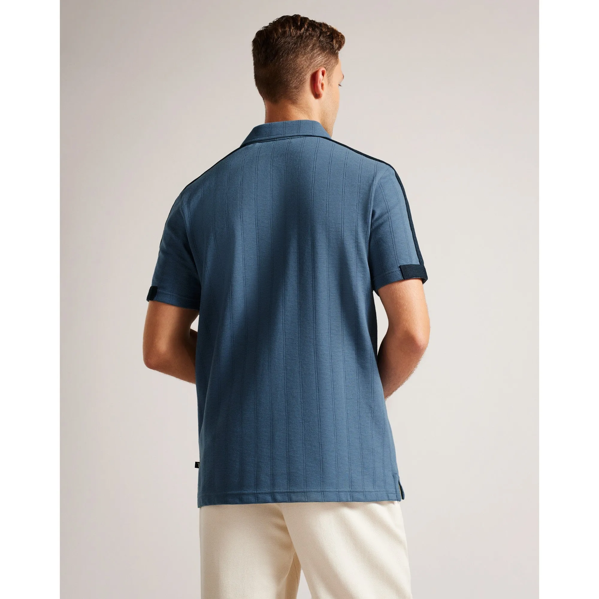 Men Mmb-Abloom-Ss Regular Polo With Zip - Mid-Blue