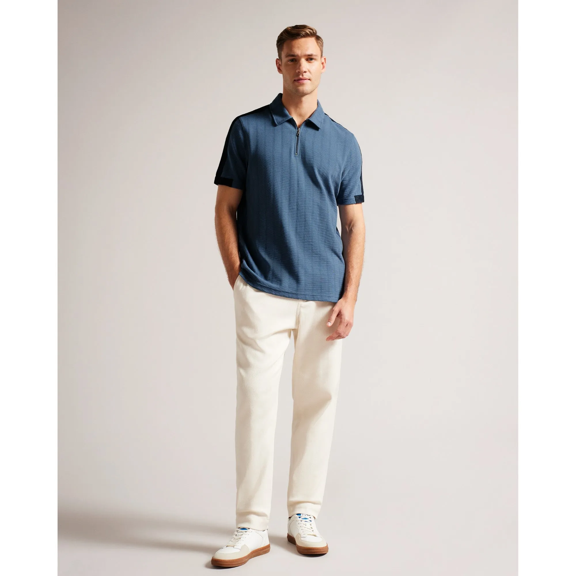 Men Mmb-Abloom-Ss Regular Polo With Zip - Mid-Blue