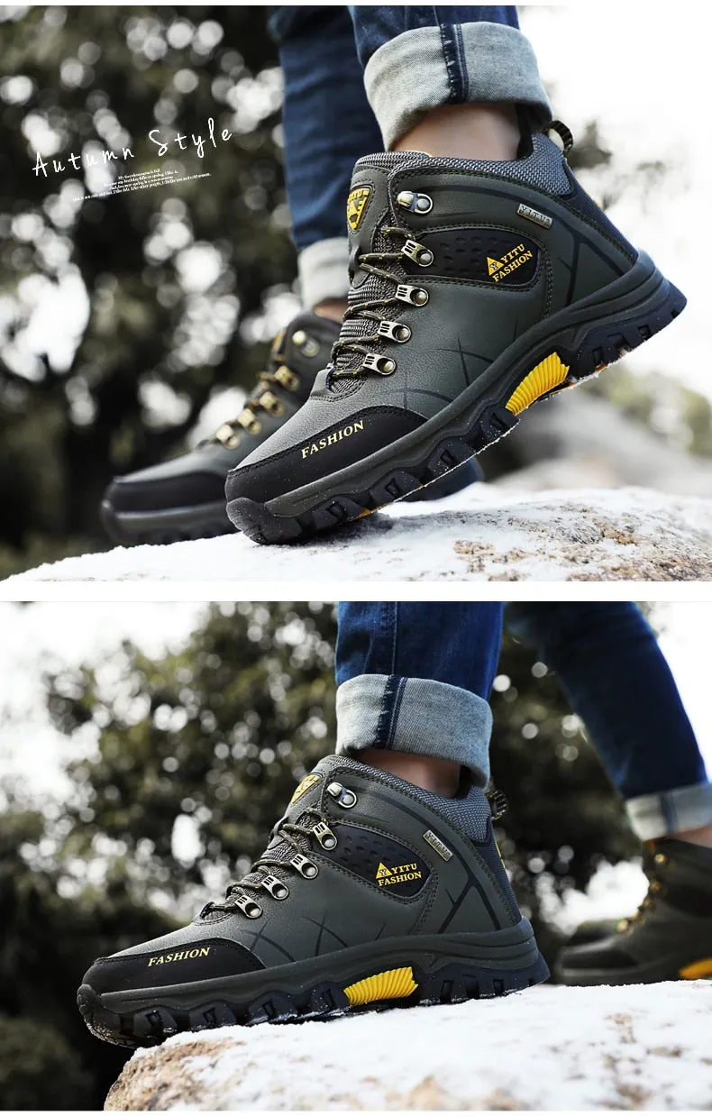 Men Winter Snow Boots Waterproof Leather Sneakers Super Warm Boots