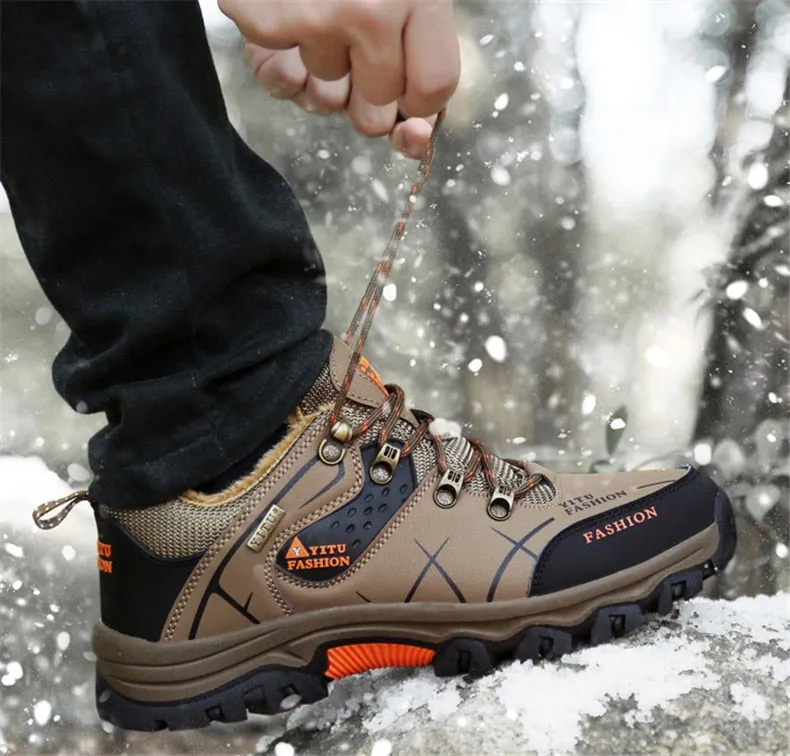 Men Winter Snow Boots Waterproof Leather Sneakers Super Warm Boots