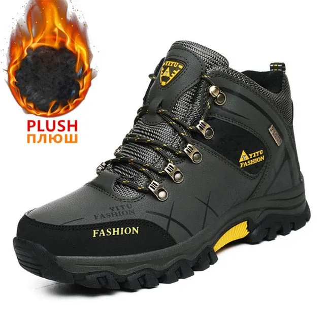 Men Winter Snow Boots Waterproof Leather Sneakers Super Warm Boots