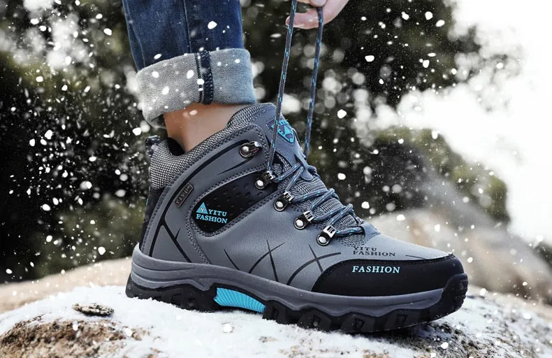 Men Winter Snow Boots Waterproof Leather Sneakers Super Warm Boots