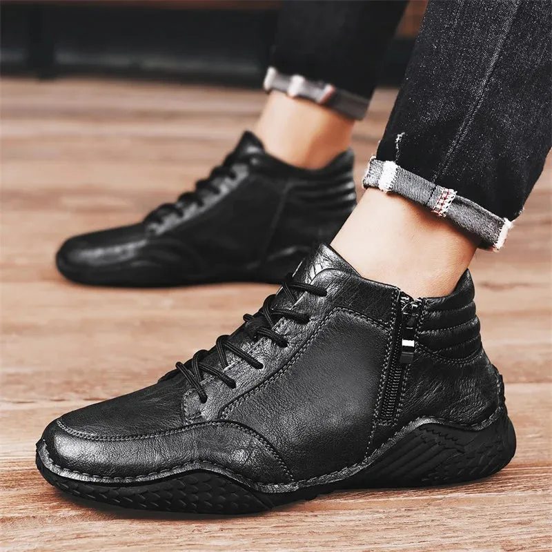 Men's Casual Shoes - Leather High Top Sneakers - TSS342