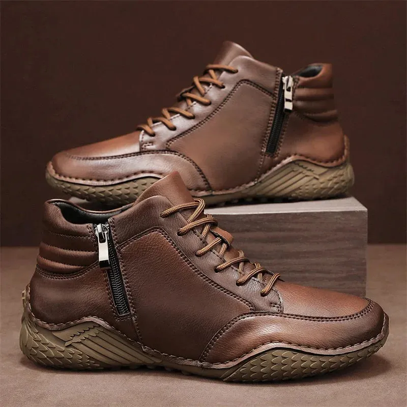 Men's Casual Shoes - Leather High Top Sneakers - TSS342