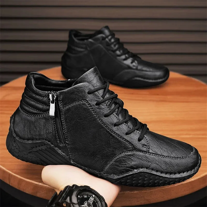 Men's Casual Shoes - Leather High Top Sneakers - TSS342