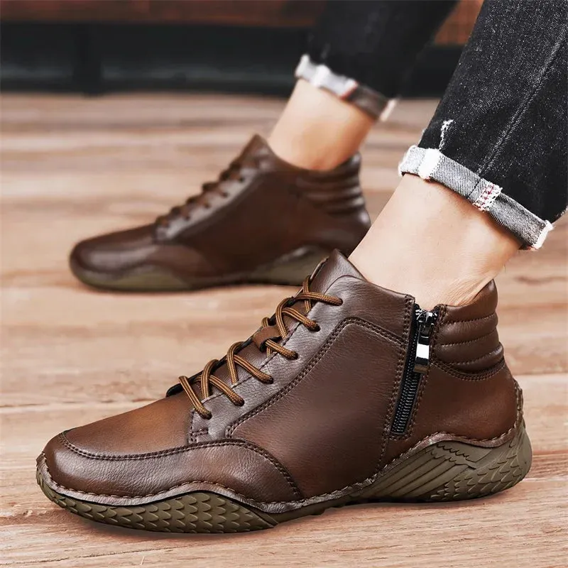 Men's Casual Shoes - Leather High Top Sneakers - TSS342