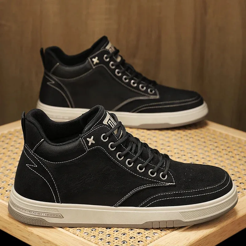 Men's Casual Shoes - Leather Short Ankle Boots Sneakers - TSS358