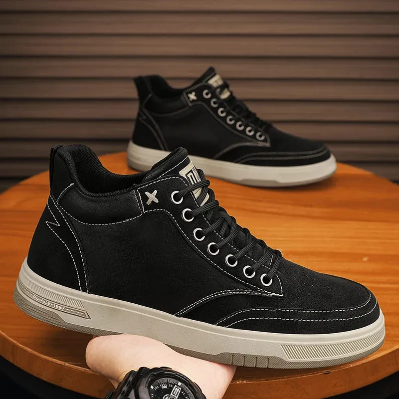 Men's Casual Shoes - Leather Short Ankle Boots Sneakers - TSS358