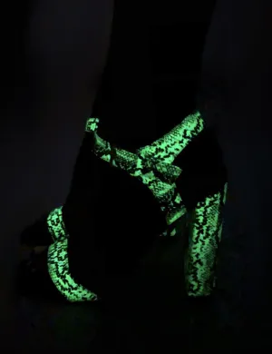 Meteor Glow in the Dark Snakeskin Block Heeled Barely Theres