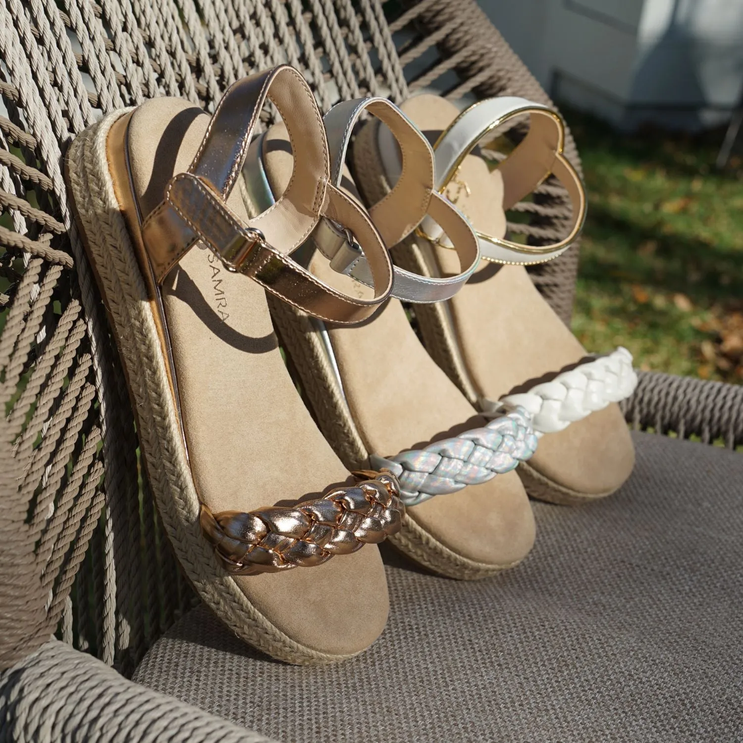 Miss April Wedge Sandal in Light Bronze - Kids