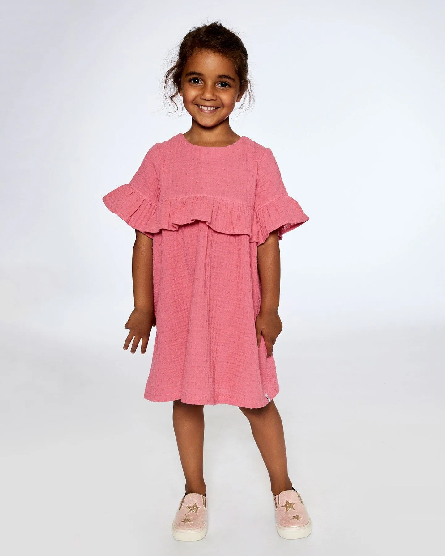 Muslin Dress With Frill Cherry