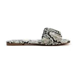 Naomi Ruched Sandal in Natural Snake