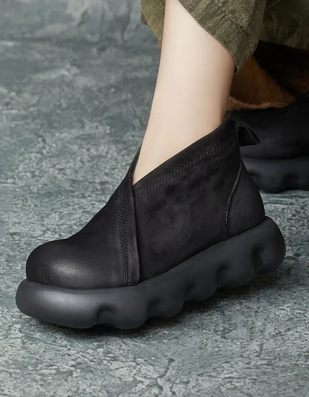 Non-slip Handmade Retro Leather Platform Boots