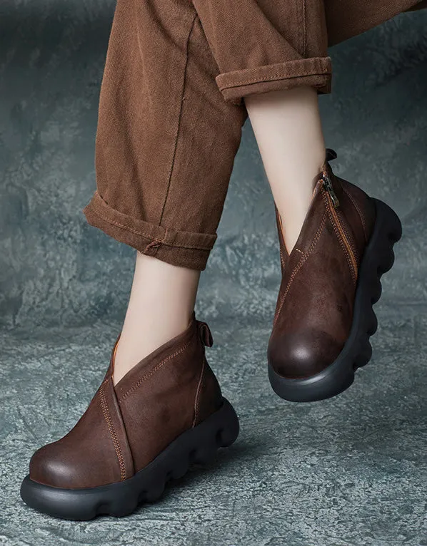 Non-slip Handmade Retro Leather Platform Boots