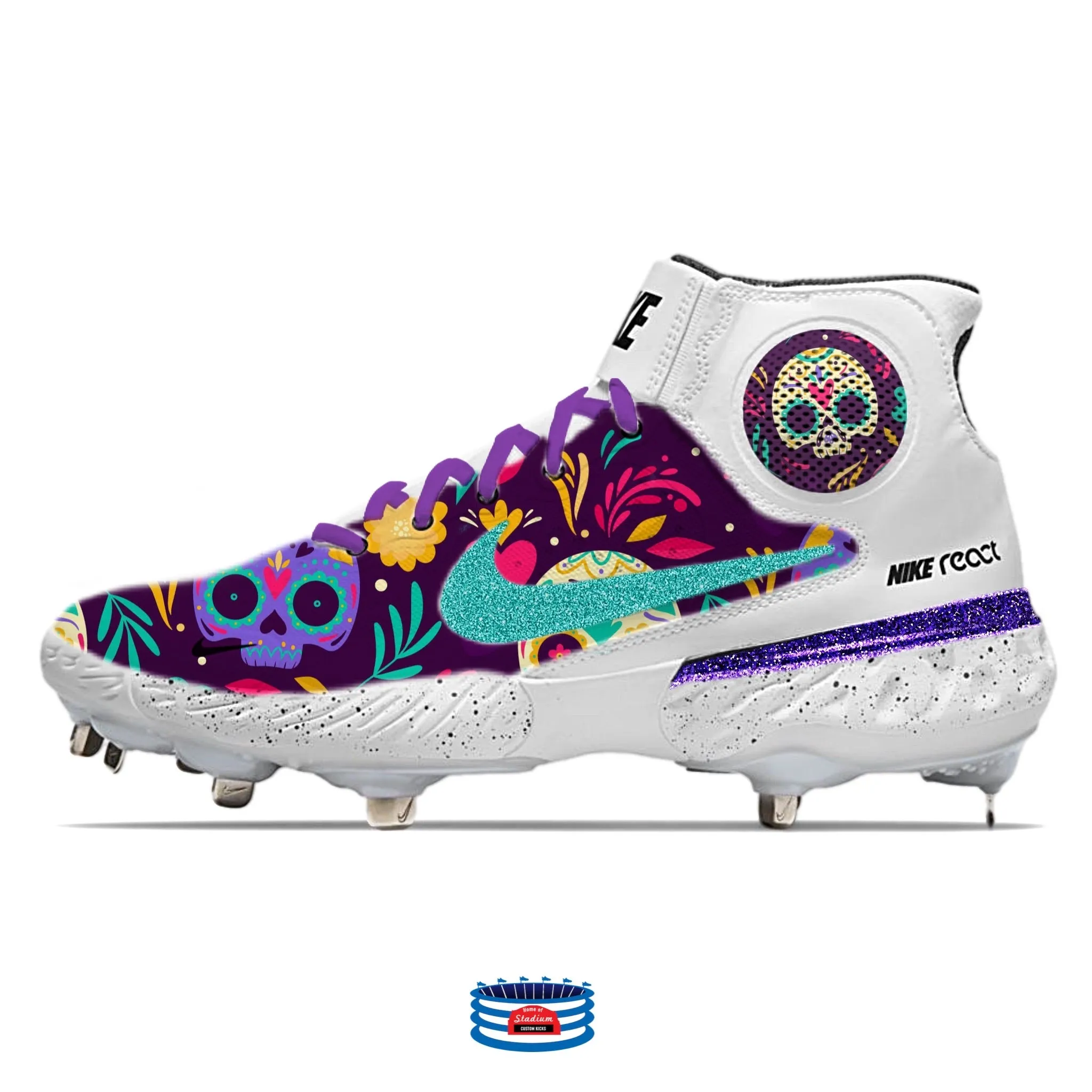 "Dia de los Muertos" Nike Alpha Huarache Elite 3 Mid Cleats