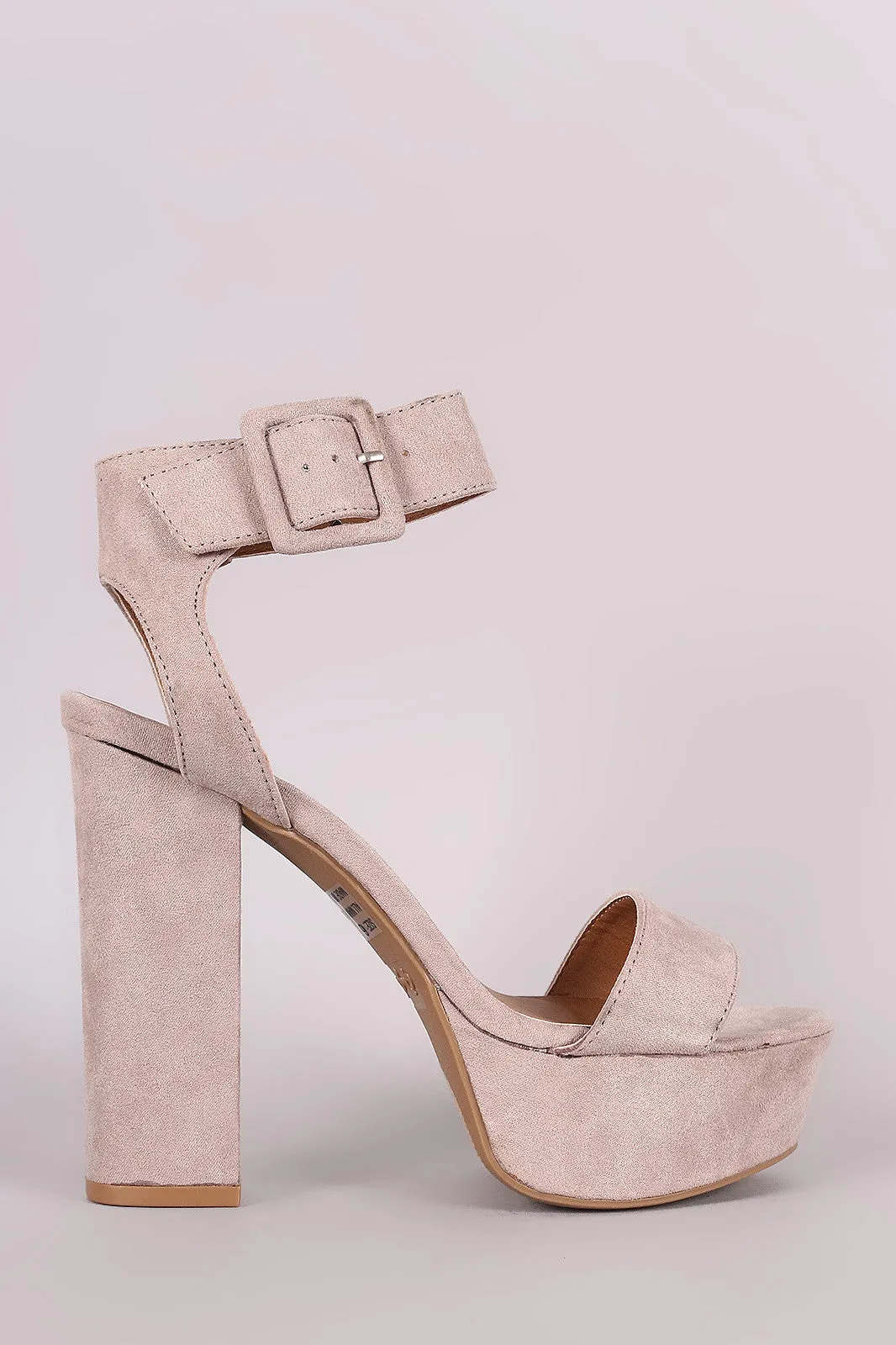 Qupid Suede Open Toe Chunky Platform Heel