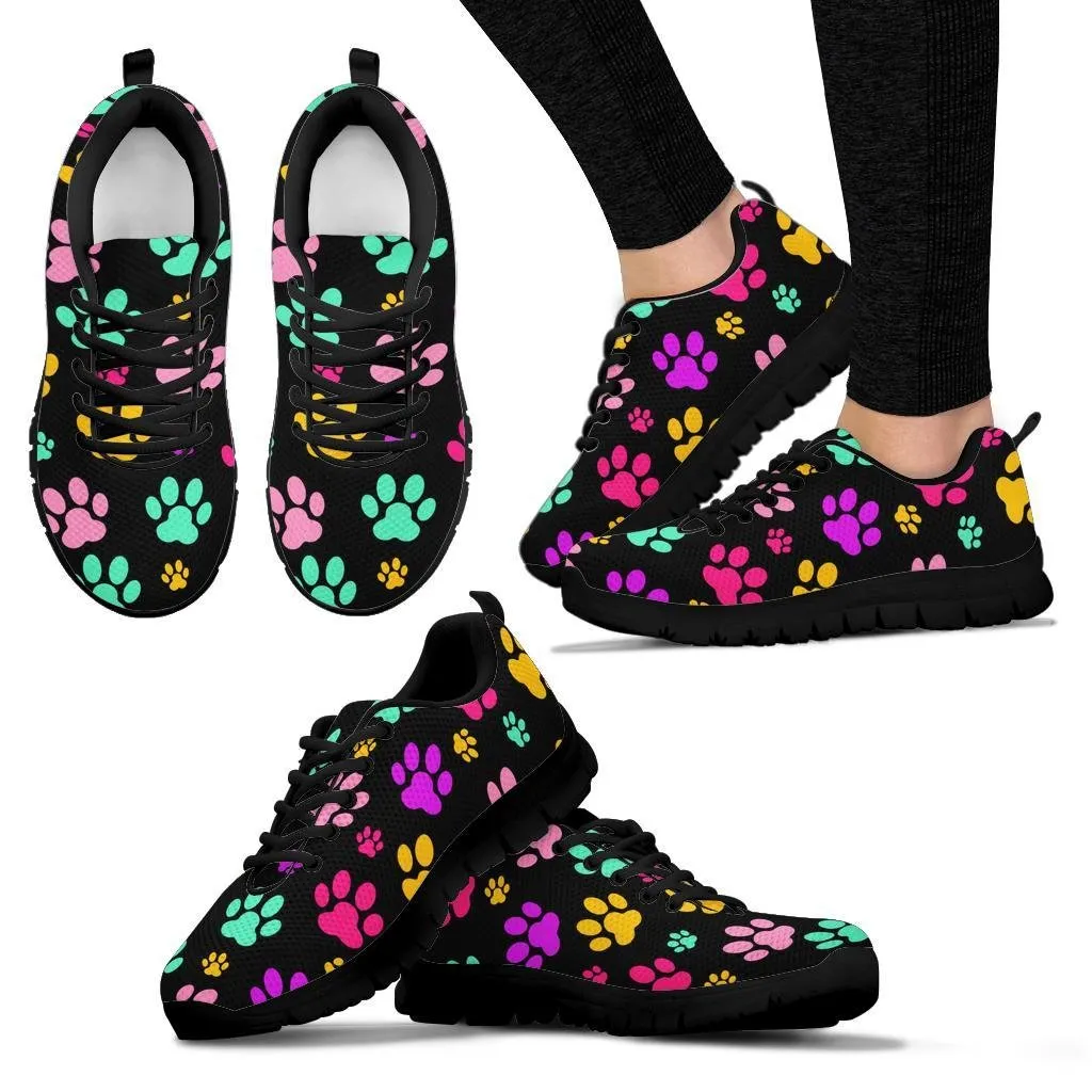 Rainbow Paw Prints - Women's Sneakers