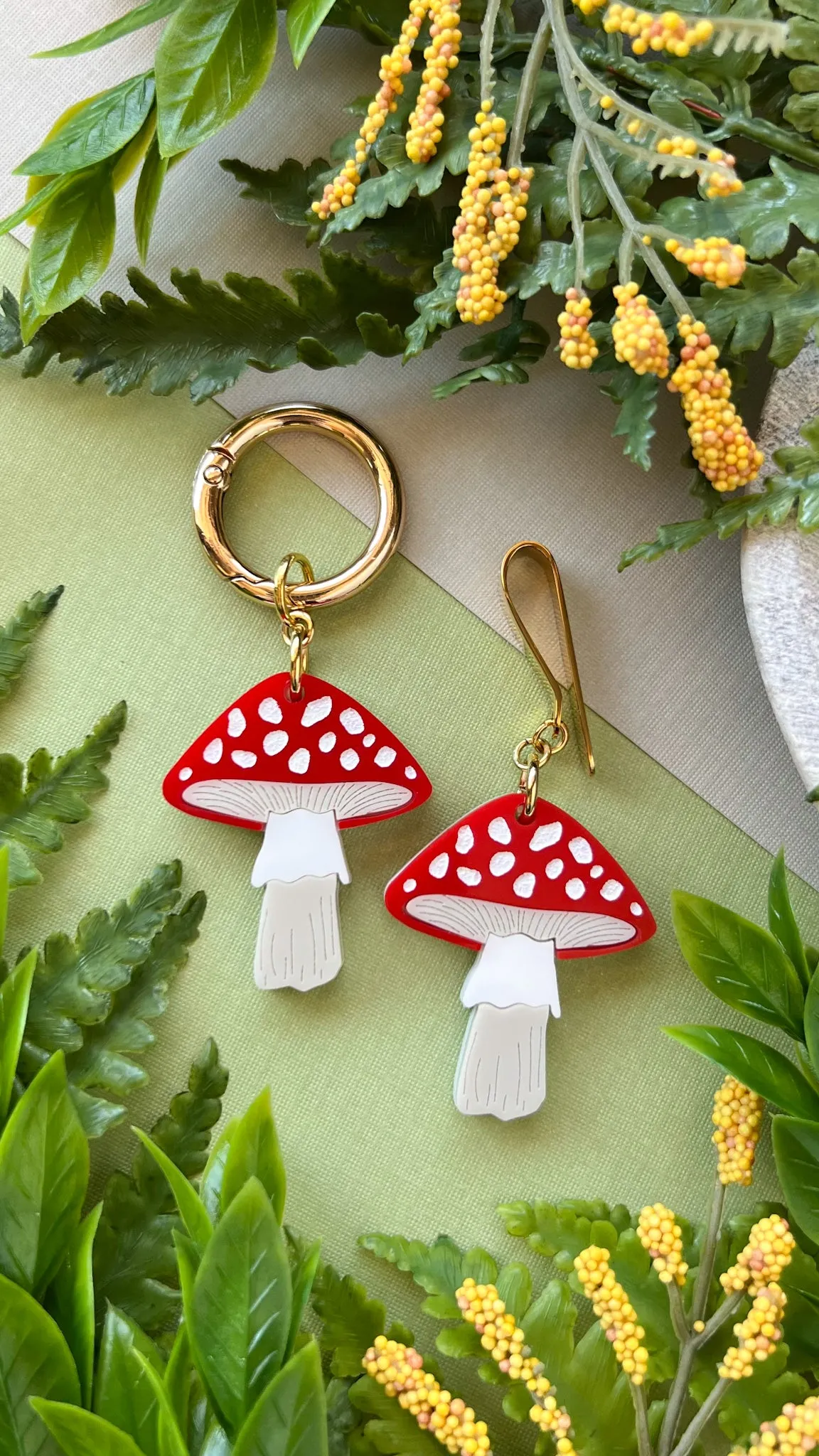 Red Mushroom Fungi Shoe Accessory | Pull Loop Boot Charm, Shoe Charm, High Top Sneaker Clip or Boot Clip, Acrylic Shoe Keychain