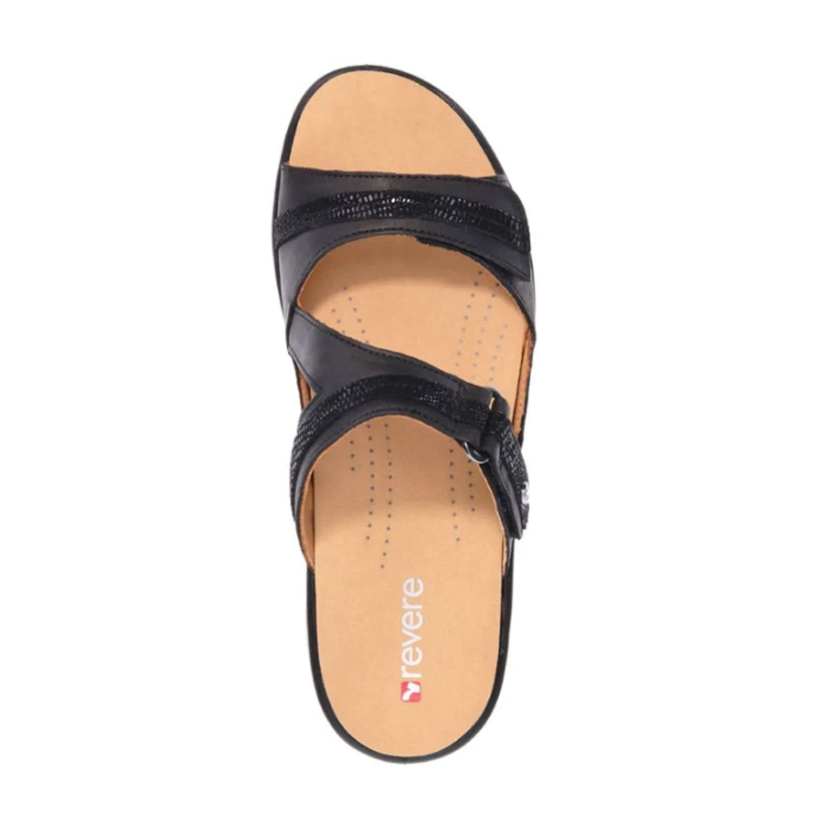 Revere Rio Slide Sandal (Women) - Onyx/Black Lizard