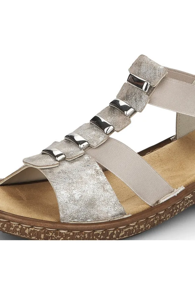 Rieker ladies sandal 62850 90 in metallic