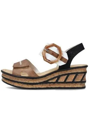 Rieker ladies sandals 68176-64 in Beige combi