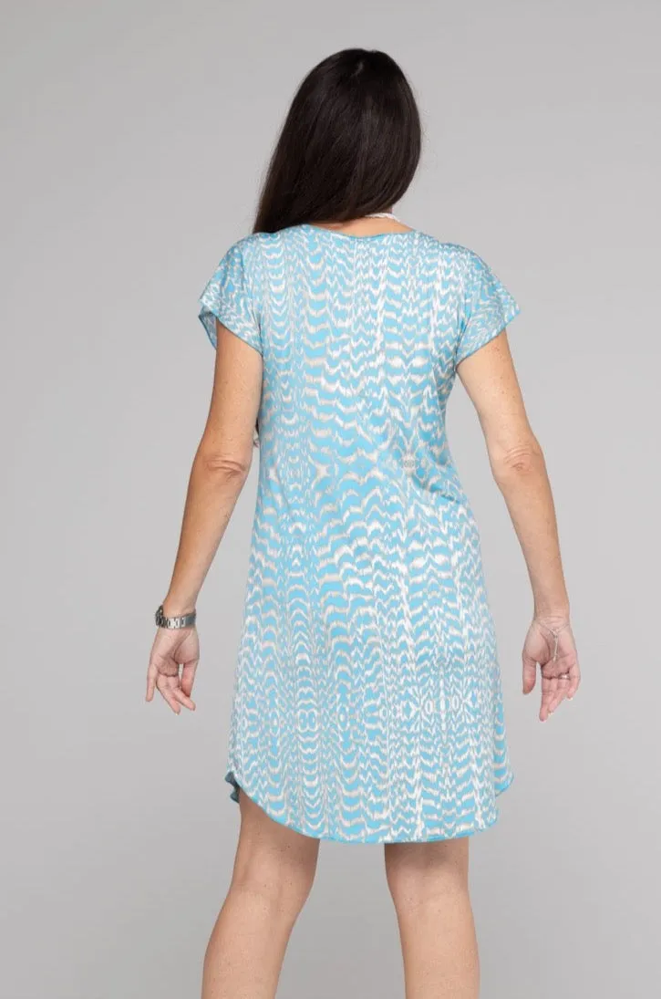 Ripple Print Short Sleeve Jersey Shift Dress