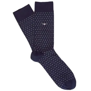 RM WILLIAMS Nelson Men's Cotton Socks - Navy & Grey Spots