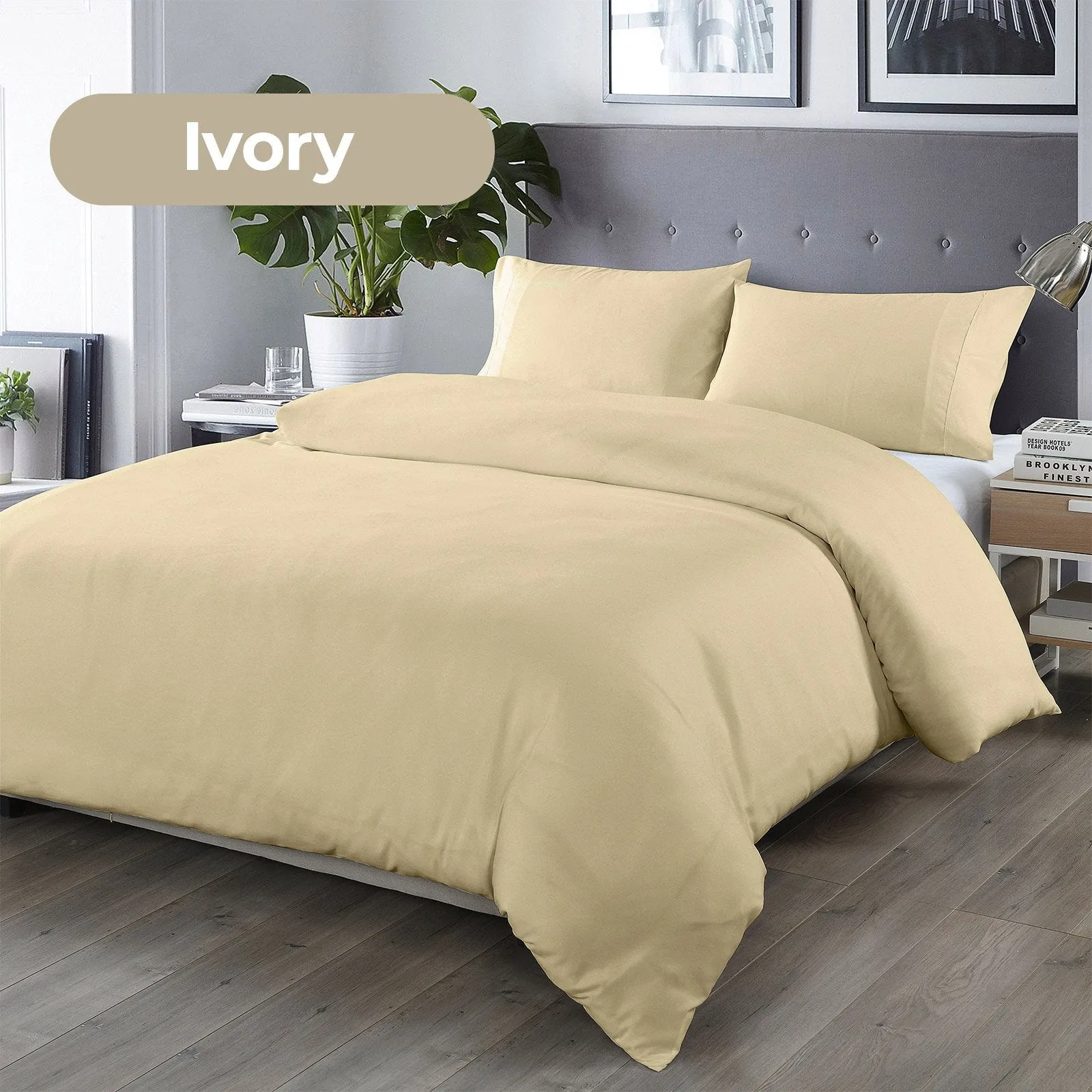 Royal Comfort Bamboo Blended Quilt Cover Set 1000TC Ultra Soft Luxury Bedding Queen Ivory