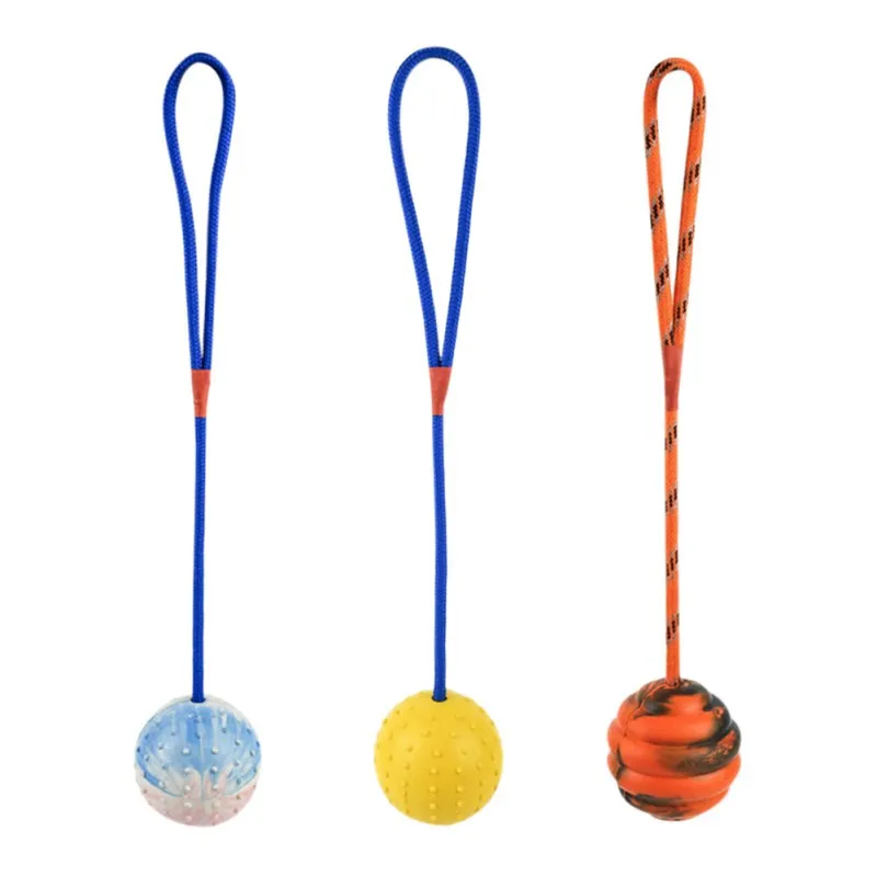 Rubber Ball with Rope, Fetch Toy