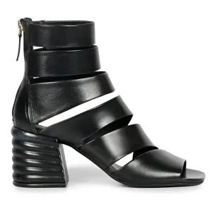 Saint Elena Black Leather Handcrafted Strappy Block Heels