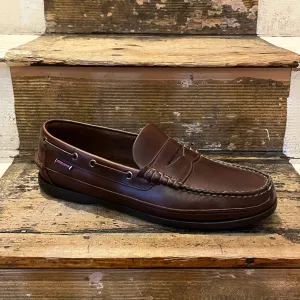 Sebago - Sloop Waxed Leather Loafer - Brown Gum