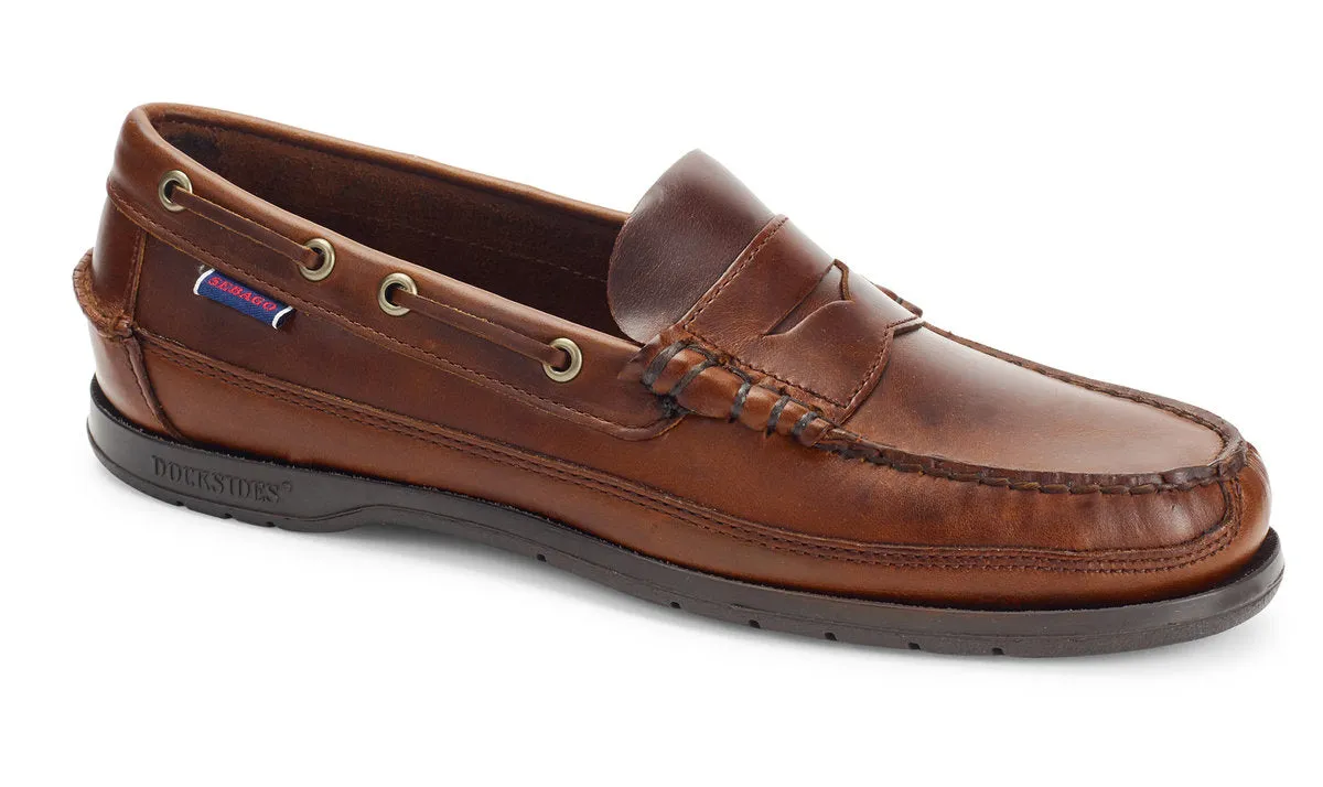 Sebago - Sloop Waxed Leather Loafer - Brown Gum