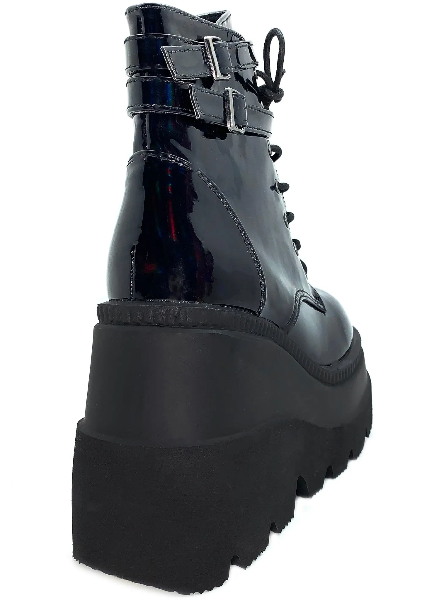 SHAKER 52 Hologram Black Platform Boots